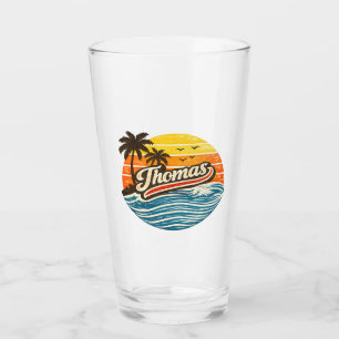 Copo De Pint Design de Nome Thomas Retro Sunset