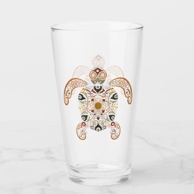 Copo De Pint Design de tartaruga vintage colorida (Frente)