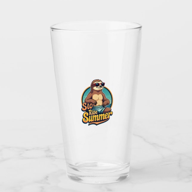 Copo De Pint Design de Vibrações de Praia Retrô de Verão de Pre (Frente)