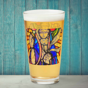 Copo De Pint Design de Vidro Arranjado com Figura Religiosa.Bot