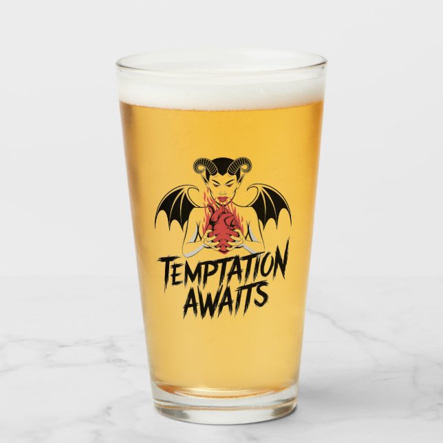 Copo De Pint Design do Demônio Gótico Sinistro - Esperas de Ten (Frente (Preenchido))