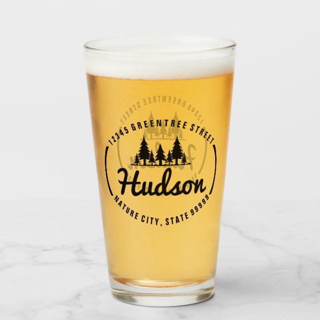 Copo De Pint Design Oval Fir Trees ID304 (Frente (Preenchido))