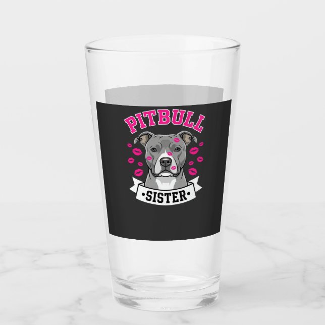 Copo De Pint Design Vetorial de Amante de Cachorro Irmã Pitbull (Frente)