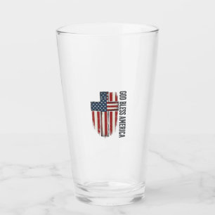 Copo De Pint Deus Abençoe a América Design de Cruz Patriótica V
