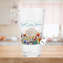 Copo De Pint Deus Cria Maravilhas - 16 oz Floral Faith Glass