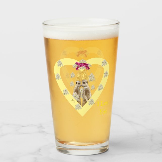 Copo De Pint Dia de Casamento Meerkat, (Frente (Preenchido))