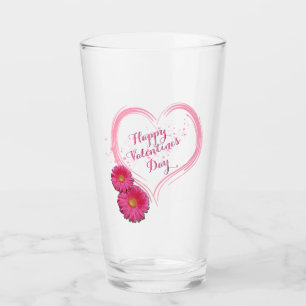 Copo De Pint Dia de os namorados de Flores de Coração Rosa