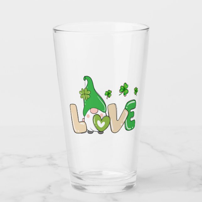 Copo De Pint Dia de São Patrício Amor Gnomo (Frente)