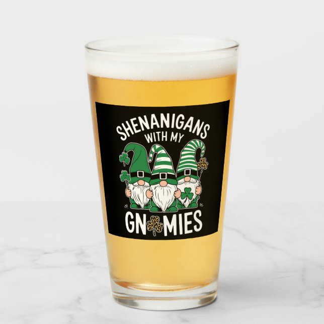 Copo De Pint Dia de São Patrício Shamrock Sortudo Leopardo Gnom (Frente (Preenchido))