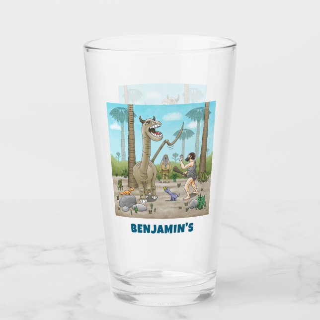 Copo De Pint Dinossauros encontram a Idade da Pedra (Frente)