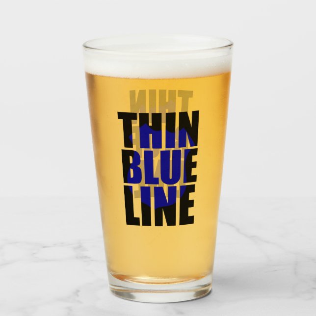 Copo De Pint Distintivo de Apoio à Polícia Thin Blue Line (Frente (Preenchido))