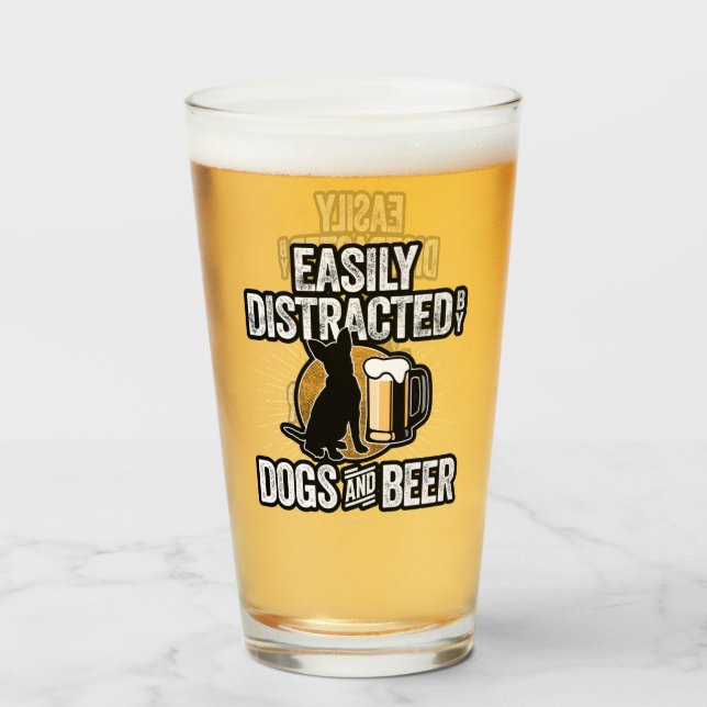 Copo De Pint Distraído facilmente por cães e vidros de cerveja (Frente (Preenchido))