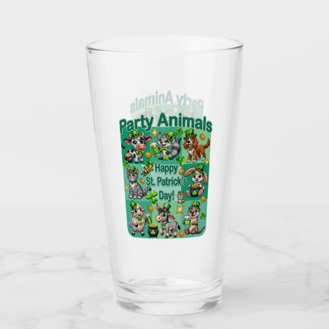 Copo De Pint Diversão de Patrick e "Animais de Festa" Adoráveis (Frente)