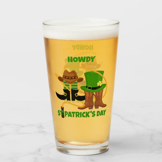 Copo De Pint Diversão Feliz Dia de São Patrício HOWDY DIA DUIT  (Frente (Preenchido))