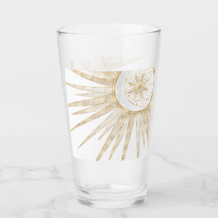 Copo De Pint Dodles Dourados Elegantes Sun Moon Mandala Design