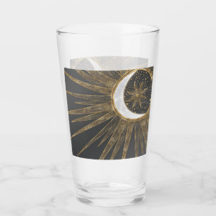 Copo De Pint Dodles Dourados Elegantes Sun Moon Mandala Design