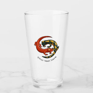 Copo De Pint Dois Cartoon Amigos Salamander Smiling Enrelaçados