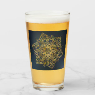 Copo De Pint Dourado Mandala