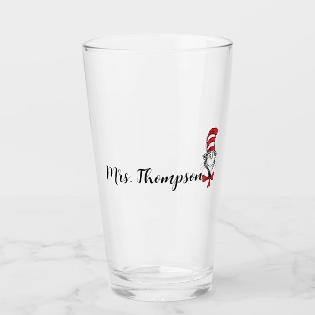 Copo De Pint Dr. Seuss | Gato no Ícone do Chapéu Nome Personali (Frente)