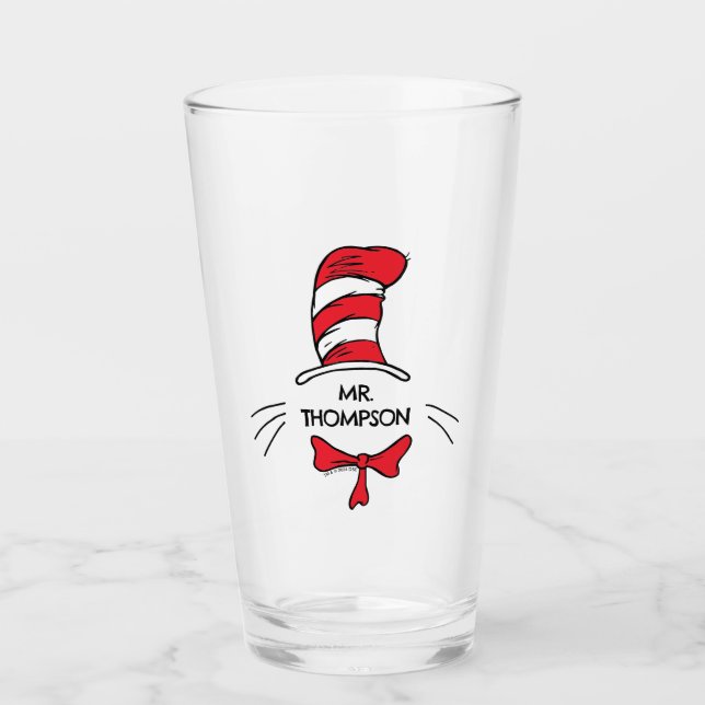 Copo De Pint Dr. Seuss | Gato no nome do professor personalizad (Frente)