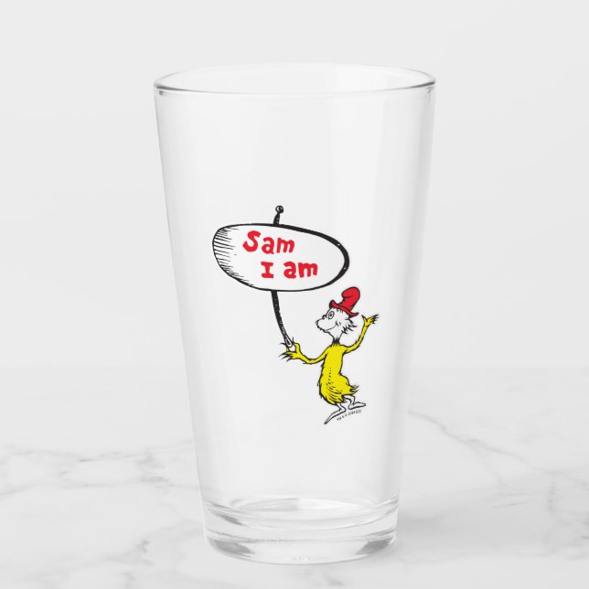 Copo De Pint Dr. Seuss | Sam-I-Am segurando cartaz (Frente)