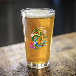 Copo De Pint Dragão Chinês Verde Koi