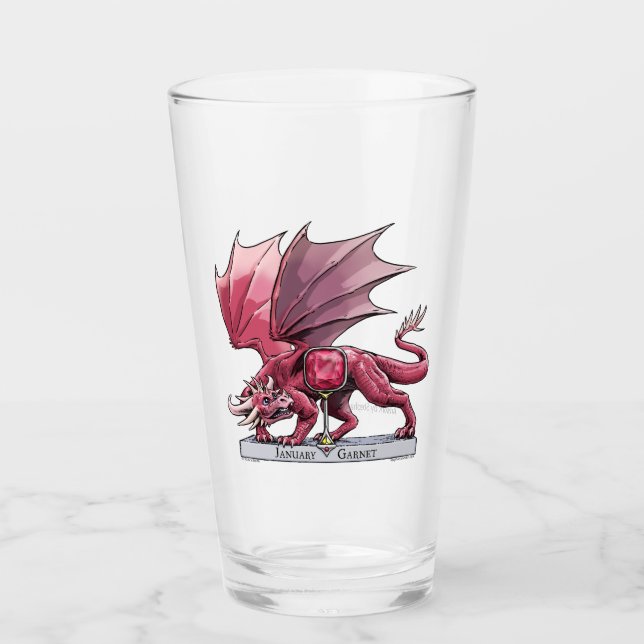 Copo De Pint Dragão Vermelho: Garnet de Birthstone em janeiro (Frente)