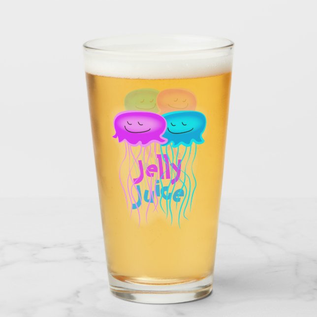 Copo De Pint Duas Jellyfish de desenho animado (Frente (Preenchido))
