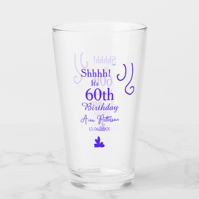 Copo De Pint É 60º aniversário adicionar nome roxo espanhol r (Frente)