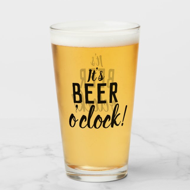 Copo De Pint É Cerveja O'Clock Engraçado Vidro de Cerveja Beben (Frente (Preenchido))