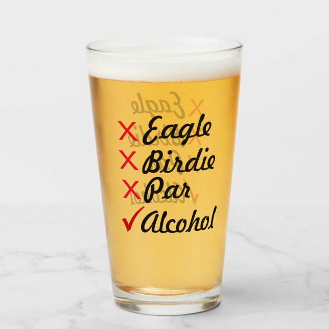 Copo De Pint Eagle Birdie Par Humor com Álcool (Frente (Preenchido))