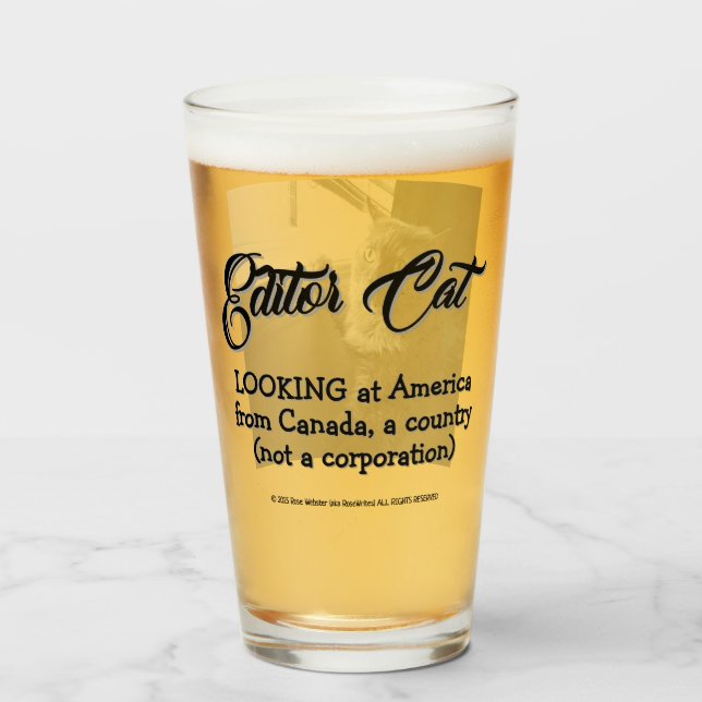 Copo De Pint Editor Cat by RoseWrite Glass Cup (Traseira (Preenchido))