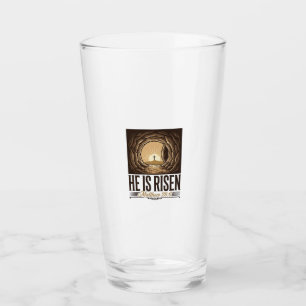 Copo De Pint Ele Ressuscitou Cruz do Túmulo de Páscoa Camisa Cr