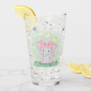 Copo De Pint Elefante de bebê bonito com arco rosa numa clare