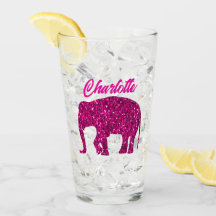 Elefante rosa quente brilhante Nome personalizado