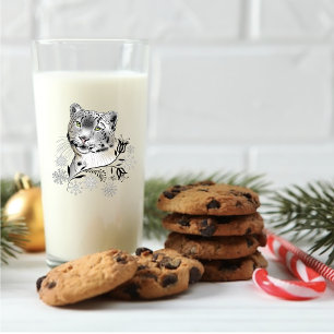 Copo De Pint Elegância de Inverno do Leopardo da Neve Flocos de