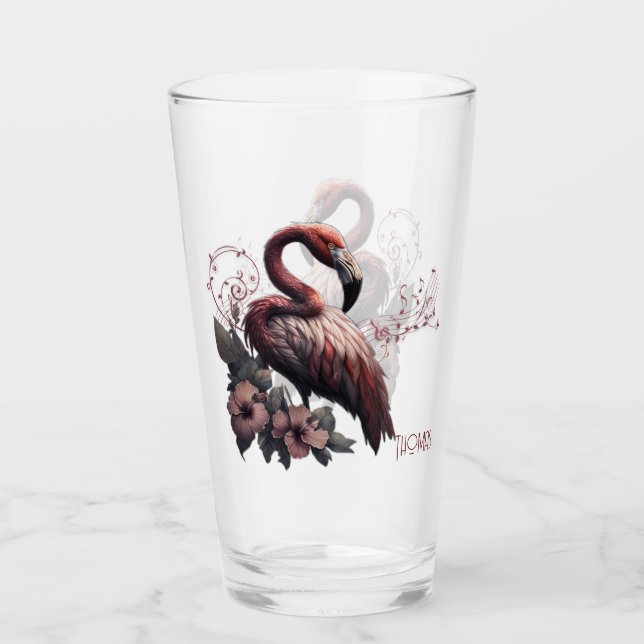Copo De Pint elegância tropical, o flamingo na luz. (Frente)