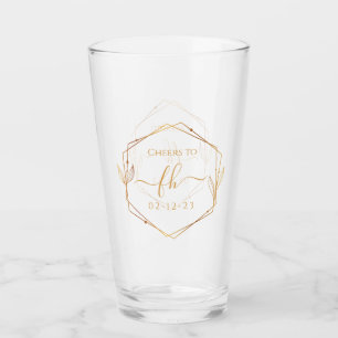 Copo De Pint Elegante Clássico Monograma Inicial Casamento