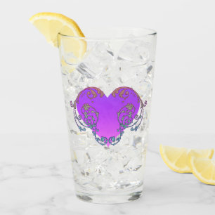 Copo De Pint Elegante, Coração Roxo Romântico com Fardo