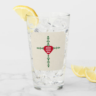 Copo De Pint Elegante Coroa Cruz Vermelha e Verde Feliz Natal