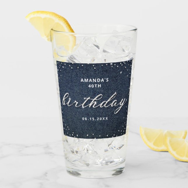 Copo De Pint Elegante Denim Diamantes Qualquer Festa de anivers (Gelo frontal)