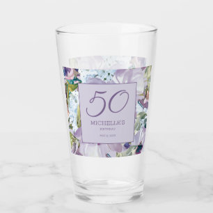 Copo De Pint Elegante Lilás Roxo Floral Verde 50º Aniversário