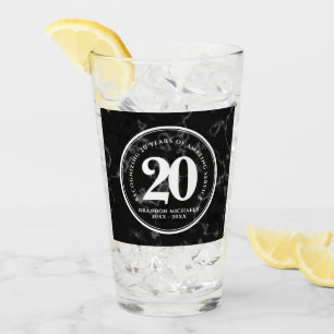Copo De Pint Elegante Mármore Preto 20 Anos de Aniversário de T