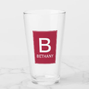 Copo De Pint Elegante Monograma Moderno Burgundy