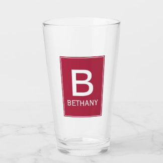 Copo De Pint Elegante Monograma Moderno Burgundy