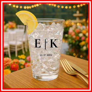 Copo De Pint Elegante Monograma Moderno Simples Casamento