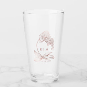 Copo De Pint Elegante Orquídea Floral Monograma Keepsael
