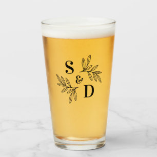 Copo De Pint Elegante qualquer cor de folhas de monograma verde