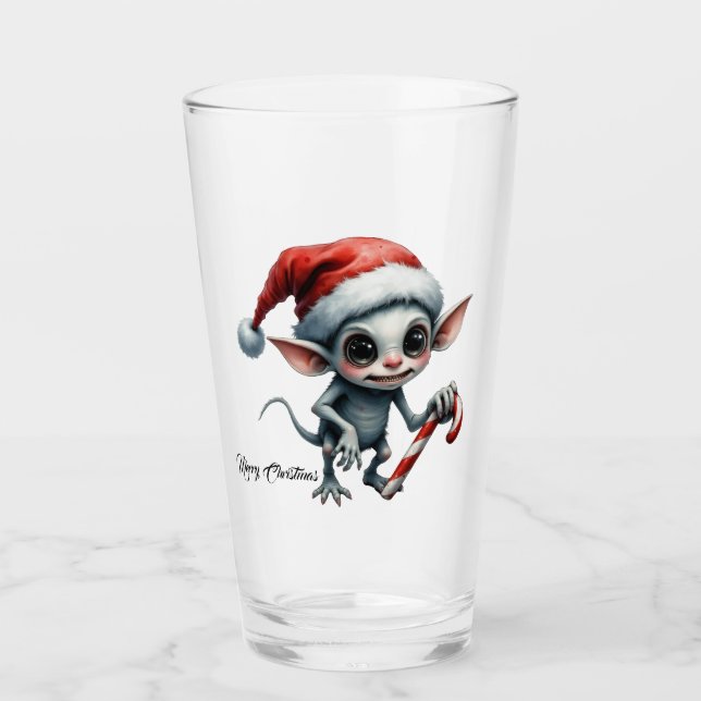 Copo De Pint Elfo de Natal com Candy Cane. (Frente)