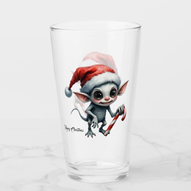 Copo De Pint Elfo de Natal com Candy Cane. (Frente)